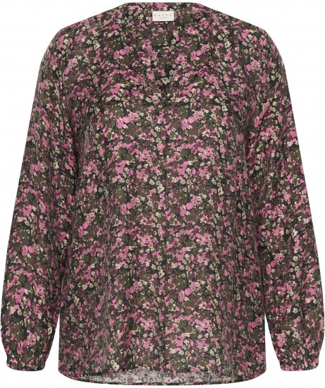 Kaffe Curve Belle Blouse Pink Black Graphic Flower - Blusas - 