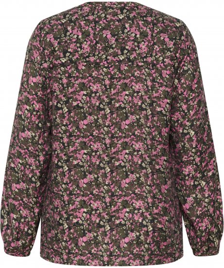 Kaffe Curve Belle Blouse Pink Black Graphic Flower - Blusas - 