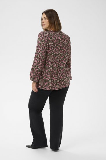 Kaffe Curve Belle Blouse Pink Black Graphic Flower - Blusas - 