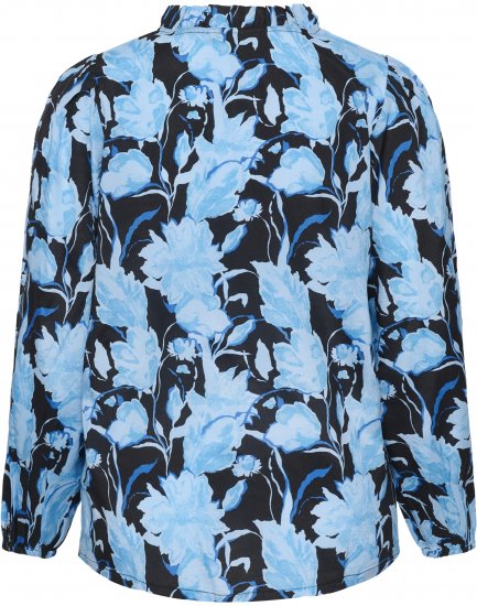 Kaffe Curve Sasja Blusa de manga larga Blue Snake Flower - Blusas y túnicas - 