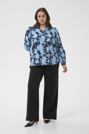 Kaffe Curve Sasja Blusa de manga larga Blue Snake Flower - Blusas y túnicas - 
