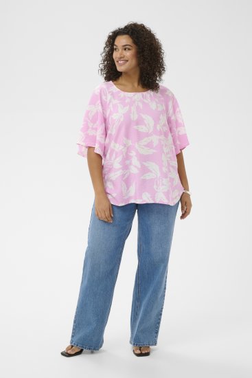 Kaffe Curve Marla Blouse Pink Frosting Chalk Leaf - Blusas - 