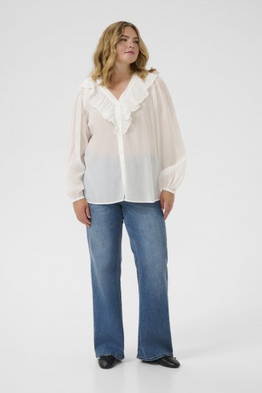 Kaffe Curve Lana Frill Blouse White - Blusas - 