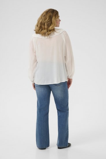 Kaffe Curve Lana Frill Blouse White - Blusas - 