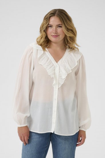 Kaffe Curve Lana Frill Blouse White - Blusas - 