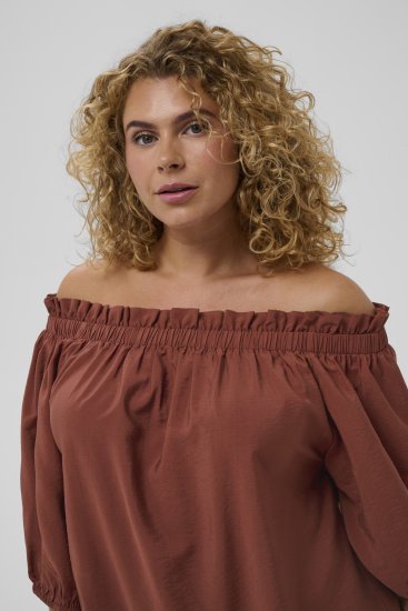 Kaffe Curve Neela Off-Shoulder Blouse Henna Brown - Blusas y túnicas - 