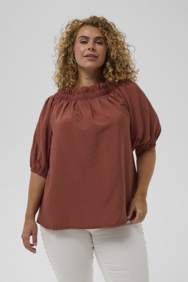 Kaffe Curve Neela Off-Shoulder Blouse Henna Brown - Blusas y túnicas - 