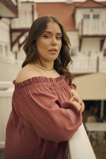 Kaffe Curve Neela Off-Shoulder Blouse Henna Brown - Blusas y túnicas - 