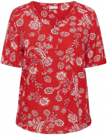 Kaffe Curve Ami Short Sleeve Blouse Printed Poppy Red - Blusas y túnicas - 