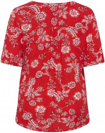 Kaffe Curve Ami Short Sleeve Blouse Printed Poppy Red - Blusas y túnicas - 