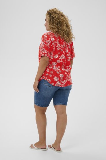 Kaffe Curve Ami Short Sleeve Blouse Printed Poppy Red - Blusas y túnicas - 