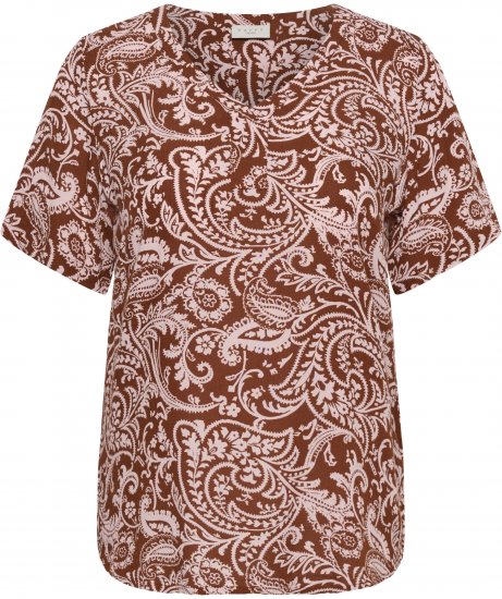 Kaffe Curve Ami Short Sleeve Blouse Printed Henna Brown - Blusas y túnicas - 