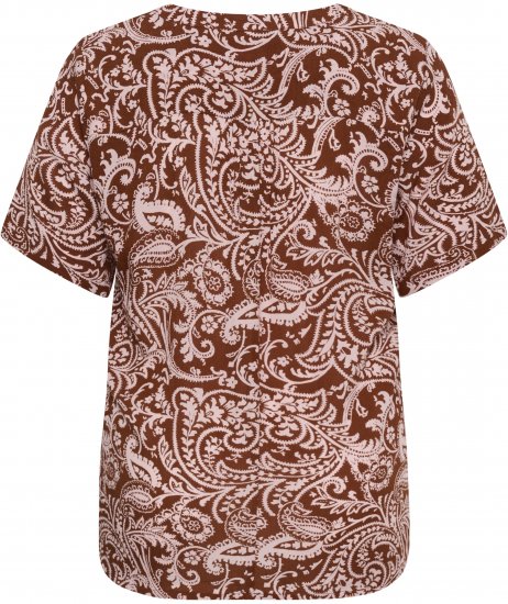 Kaffe Curve Ami Short Sleeve Blouse Printed Henna Brown - Blusas y túnicas - 