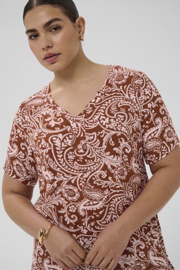 Kaffe Curve Ami Short Sleeve Blouse Printed Henna Brown - Blusas y túnicas - 
