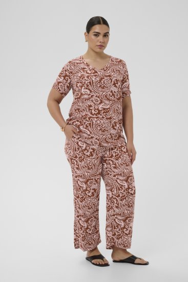 Kaffe Curve Ami Short Sleeve Blouse Printed Henna Brown - Blusas y túnicas - 