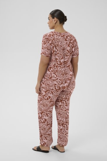 Kaffe Curve Ami Short Sleeve Blouse Printed Henna Brown - Blusas y túnicas - 