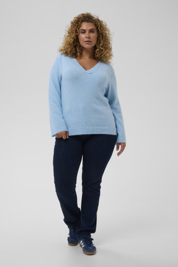 Kaffe Curve Jilanda V-Neck Pullover Blue - Jerséis y punto - 