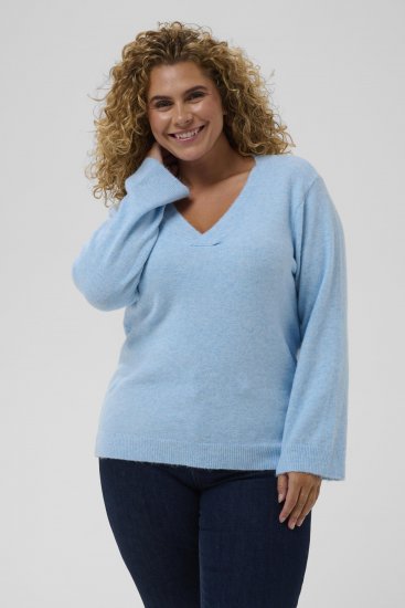 Kaffe Curve Jilanda V-Neck Pullover Blue - Jerséis y punto - 