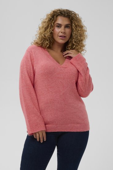 Kaffe Curve Jilanda V-Neck Pullover Red - Jerséis y punto - 