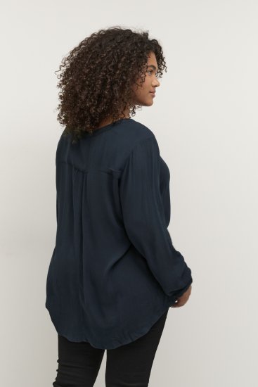 Kaffe Curve Ami Manga larga Blusa Azul marino medianoche - Camisetas - 
