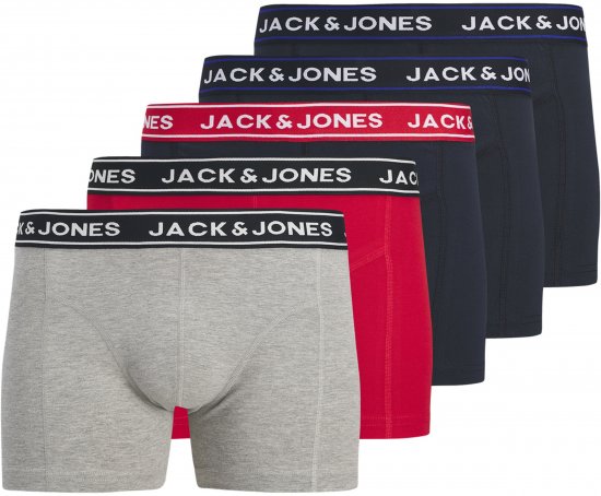 Jack & Jones Hector Solid Trunks 5-Pack Grey - Bóxeres - Bóxeres 2XL-12XL