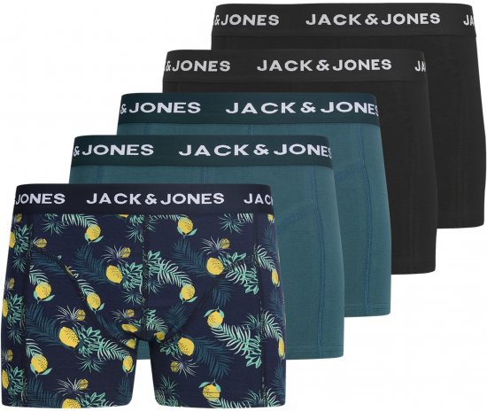 Jack & Jones Jake Lemon 5-Pack Trunks Black/Blue - Bóxeres - Bóxeres 2XL-12XL