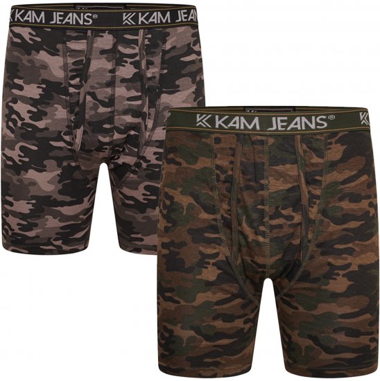 Kam Jeans 813 Camo Print Boxers Charcoal Khaki - Bóxeres - Bóxeres 2XL-12XL