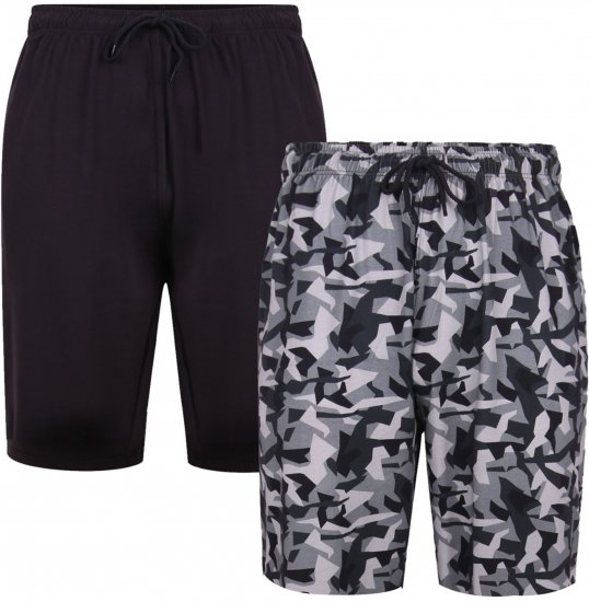 Kam Jeans Twin Pack Shorts Camo/Plain Black - Pantalones y cortos de chándal - Pantalones y Pantalones cortos de chándal - 2XL-12XL