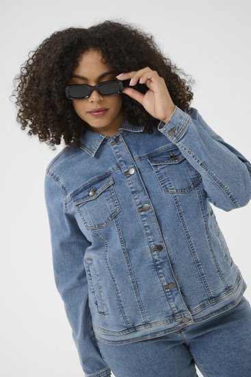 Kaffe Curve Vilana Denim Jacket Washed Blue - Chaquetas vaqueras - 