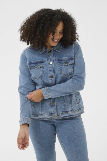 Kaffe Curve Vilana Denim Jacket Washed Blue - Chaquetas vaqueras - 