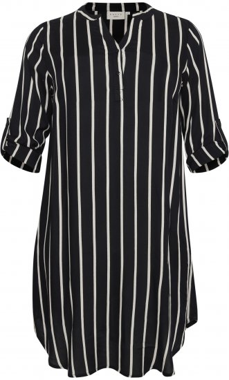 Kaffe Curve Milana Shirt Vestido Negro / Chalk raya - Vestidos - Vestidos para todas las tallas