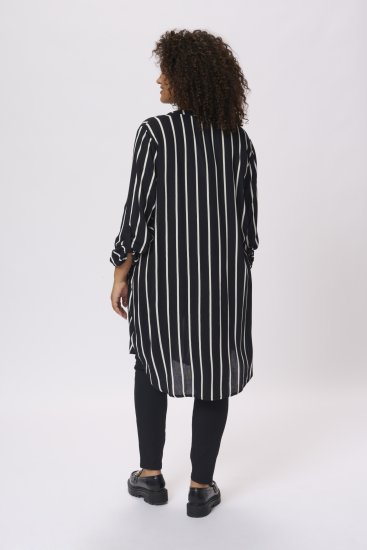 Kaffe Curve Milana Shirt Vestido Negro / Chalk raya - Vestidos - Vestidos para todas las tallas