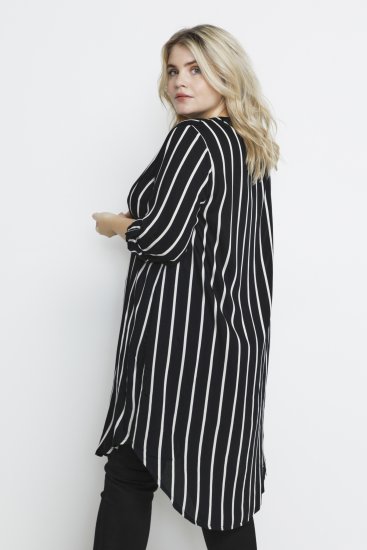 Kaffe Curve Milana Shirt Vestido Negro / Chalk raya - Vestidos - Vestidos para todas las tallas