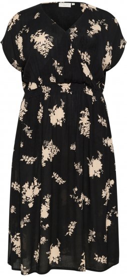 Kaffe Curve Jenna Vestido Negro/Brown Flower estampado - Vestidos - 