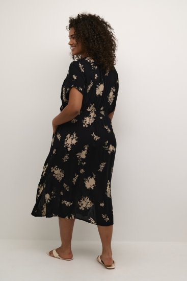 Kaffe Curve Jenna Vestido Negro/Brown Flower estampado - Vestidos - 