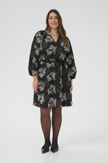 Kaffe Curve Kimmie Dress Black Chalk Embroidery - Vestidos midi - 