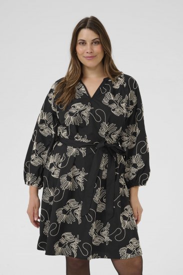 Kaffe Curve Kimmie Dress Black Chalk Embroidery - Vestidos midi - 