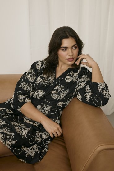 Kaffe Curve Kimmie Dress Black Chalk Embroidery - Vestidos midi - 