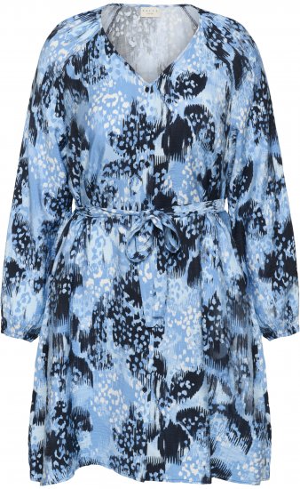 Kaffe Curve Aliana Dress Blue Flower Animal - Vestidos midi - 