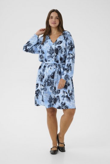 Kaffe Curve Aliana Dress Blue Flower Animal - Vestidos midi - 