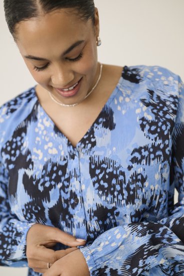 Kaffe Curve Aliana Dress Blue Flower Animal - Vestidos midi - 