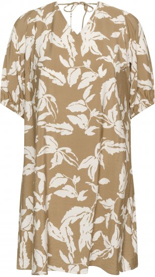 Kaffe Curve Marla Dress Oak Chalk Leaf - Vestidos midi - 