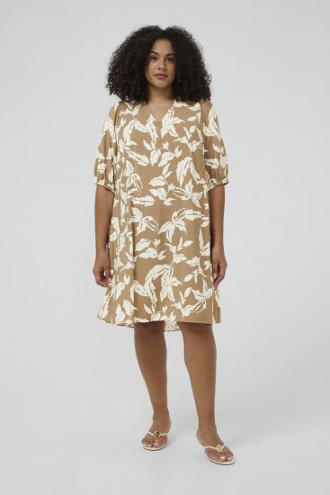 Kaffe Curve Marla Dress Oak Chalk Leaf - Vestidos midi - 