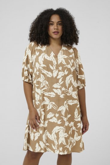 Kaffe Curve Marla Dress Oak Chalk Leaf - Vestidos midi - 