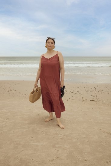 Kaffe Curve Emilia Dress Henna Brown - Vestidos maxi - 