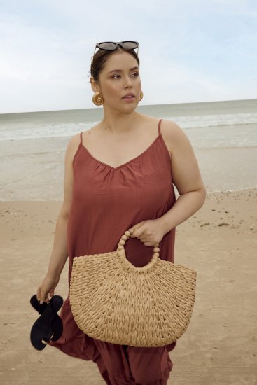 Kaffe Curve Emilia Dress Henna Brown - Vestidos maxi - 