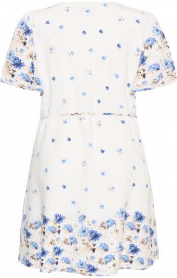 Kaffe Curve Rosa Mini Dress Blue Tones Border Flower - Vestidos de verano - 