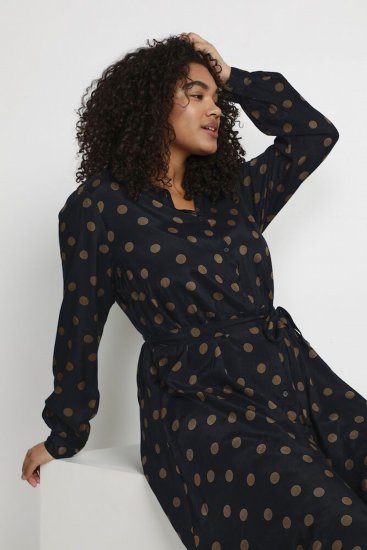 Kaffe Curve Olivia Vestido Negro con Mustang lunares - Vestidos - 