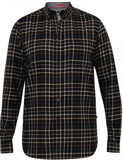D555 Destin Checked Long Sleeve Shirt Black/Tan Check - Camisas de manga larga - 