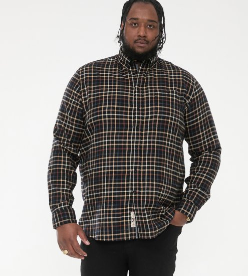 D555 Destin Checked Long Sleeve Shirt Black/Tan Check - Camisas de manga larga - 